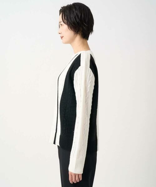 GEORGES RECH / ジョルジュ・レッシュ ニット・セーター | バイカラーボートネックケーブルニット | 詳細4
