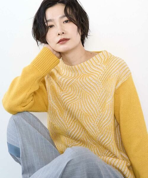 GEORGES RECH / ジョルジュ・レッシュ ニット・セーター | バイカラージャカードニット（イエロー）