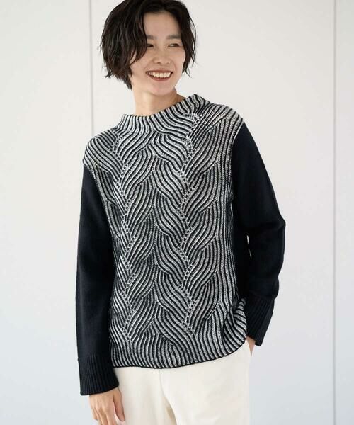 GEORGES RECH / ジョルジュ・レッシュ ニット・セーター | バイカラージャカードニット | 詳細4