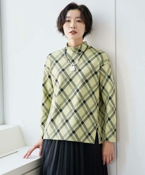 GEORGES RECH / ジョルジュ・レッシュ カットソー | へリンボンラインジャガードハイネックカットソー（ライトイエロー）