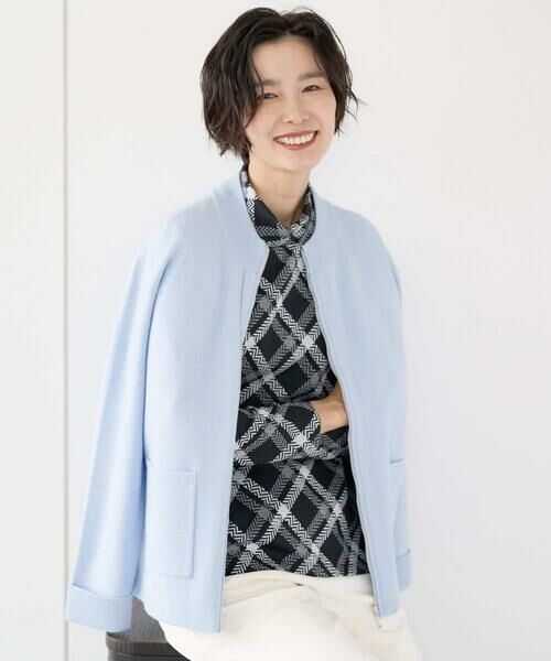 GEORGES RECH / ジョルジュ・レッシュ カーディガン・ボレロ | [アンサンブル対応] ミラノリブジップアップニットカーディガン（ライトブルー）