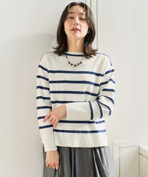 GEORGES RECH / ジョルジュ・レッシュ ニット・セーター | ブークレボーダーボートネックニット（アイボリー）
