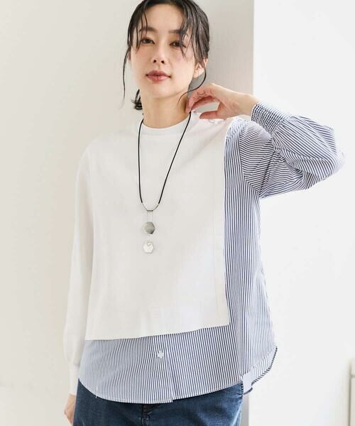 GEORGES RECH / ジョルジュ・レッシュ ニット・セーター | ストライプコンビアシンメトリーニット（ホワイト）