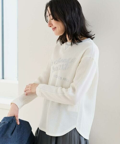 GEORGES RECH / ジョルジュ・レッシュ カットソー | ラメニットテープロゴ刺繍プルオーバー（ホワイト）