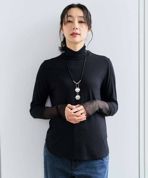 GEORGES RECH / ジョルジュ・レッシュ カットソー | チュールハイネックカットソー（ブラック）