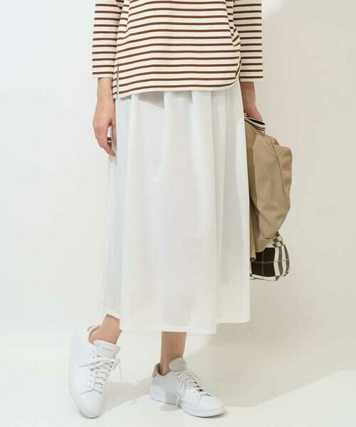 GEORGES RECH / ジョルジュ・レッシュ ロング・マキシ丈スカート | [セットアップ対応]シアーギャザーセミフレアスカート（ホワイト）