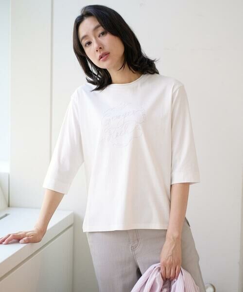 GEORGES RECH / ジョルジュ・レッシュ カットソー | [接触冷感]ラメコード刺繍ロゴカットソー | 詳細1