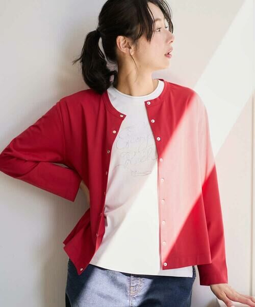 GEORGES RECH / ジョルジュ・レッシュ カーディガン・ボレロ | ジャージースナップカーディガン（レッド）