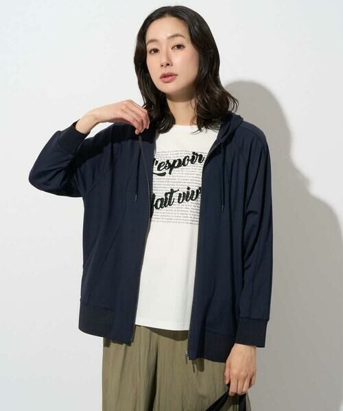 GEORGES RECH / ジョルジュ・レッシュ パーカー | ラグランスリーブ8分袖パーカー（ネイビー）