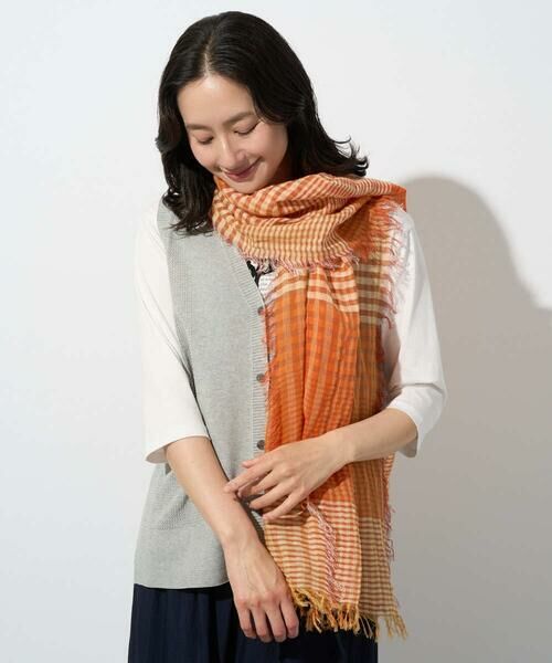GEORGES RECH / ジョルジュ・レッシュ マフラー・ショール・スヌード・ストール | コットンリネンチェックストール | 詳細1