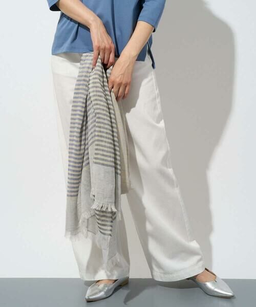 GEORGES RECH / ジョルジュ・レッシュ マフラー・ショール・スヌード・ストール | コットンリネンボーダーストール | 詳細1