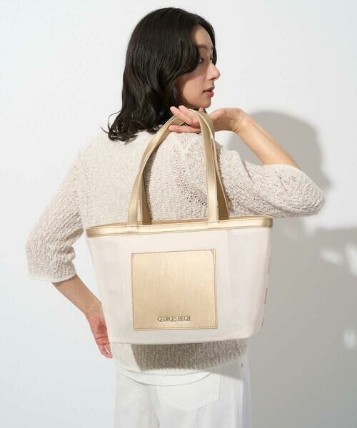 GEORGES RECH / ジョルジュ・レッシュ トートバッグ | スパンコールボーダー刺繍シアートートバッグ（アイボリー）