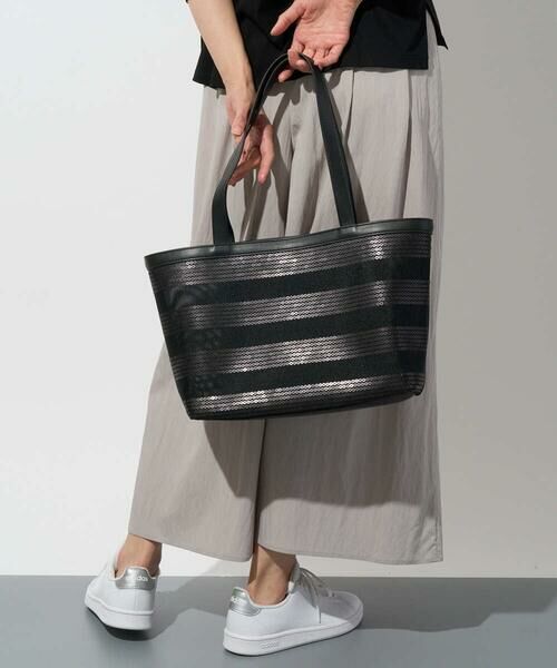 GEORGES RECH / ジョルジュ・レッシュ トートバッグ | スパンコールボーダー刺繍シアートートバッグ（ブラック）