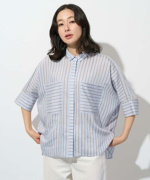 GEORGES RECH / ジョルジュ・レッシュ シャツ・ブラウス | バンドカラードルマンスリーブブラウス（ライトブルー）