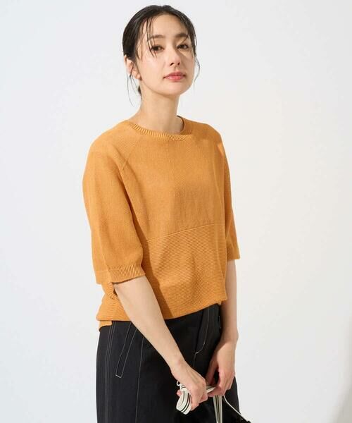GEORGES RECH / ジョルジュ・レッシュ ニット・セーター | [日本製]ホールガーメントストレッチ5分袖ニット（オレンジ）