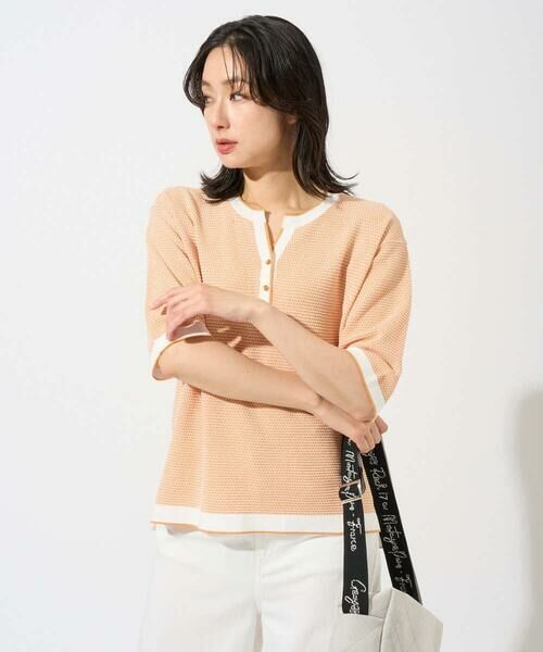 GEORGES RECH / ジョルジュ・レッシュ ニット・セーター | スクエアジャカードキーネックニット（オレンジ）