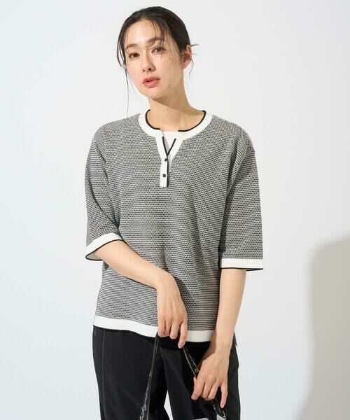 GEORGES RECH / ジョルジュ・レッシュ ニット・セーター | スクエアジャカードキーネックニット | 詳細6