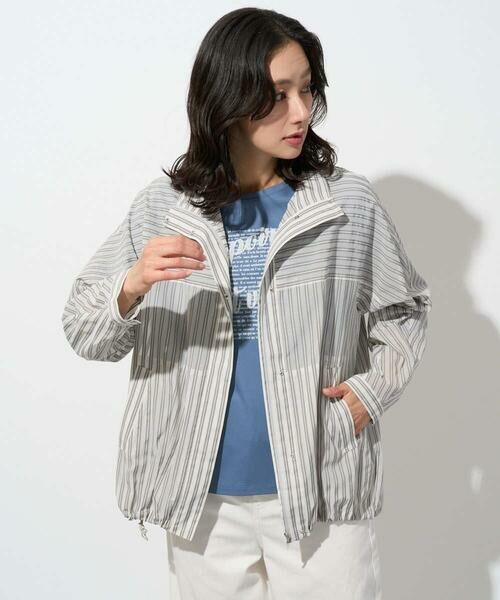 GEORGES RECH / ジョルジュ・レッシュ その他アウター | シアーストライプスタンドカラーブルゾン（ホワイト）