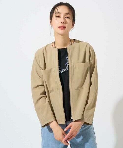 GEORGES RECH / ジョルジュ・レッシュ ノーカラージャケット | [セットアップ対応]ノーカラージップジャケット（ベージュ）