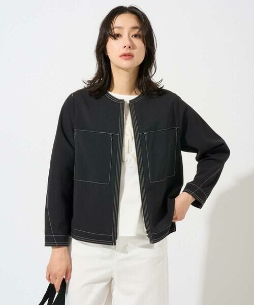 GEORGES RECH / ジョルジュ・レッシュ ノーカラージャケット | [セットアップ対応]ノーカラージップジャケット（ブラック）