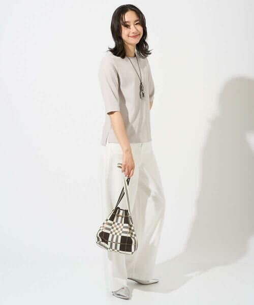 GEORGES RECH / ジョルジュ・レッシュ カットソー | [日本製]バイヤスストレッチリブ5分袖カットソー | 詳細1