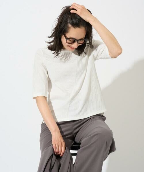 GEORGES RECH / ジョルジュ・レッシュ カットソー | [日本製]バイヤスストレッチリブ5分袖カットソー | 詳細7