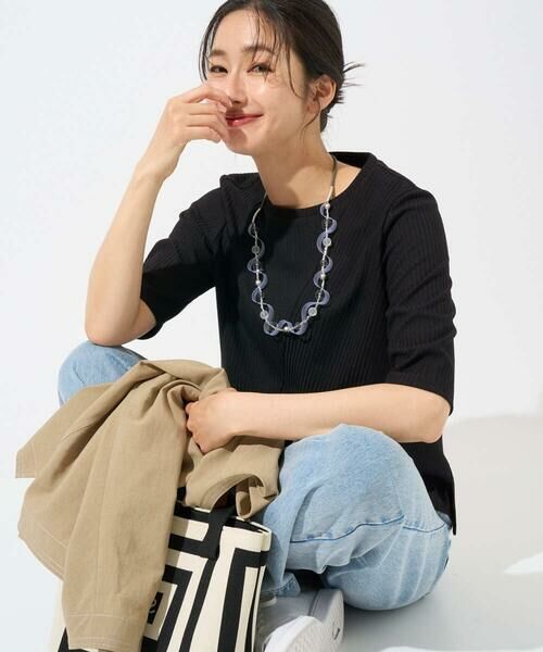 GEORGES RECH / ジョルジュ・レッシュ カットソー | [日本製]バイヤスストレッチリブ5分袖カットソー | 詳細9