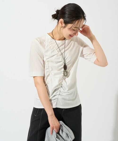 GEORGES RECH / ジョルジュ・レッシュ カットソー | シャーリングカットソー（ホワイト）