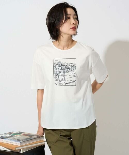 GEORGES RECH / ジョルジュ・レッシュ カットソー | [接触冷感]ドライコットン刺繍カットソー（ホワイト）