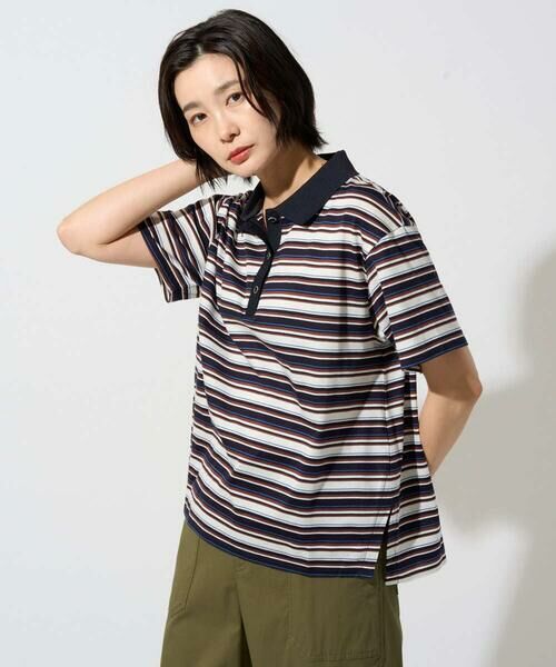 GEORGES RECH / ジョルジュ・レッシュ カットソー | マルチボーダーポロシャツ（ネイビー）