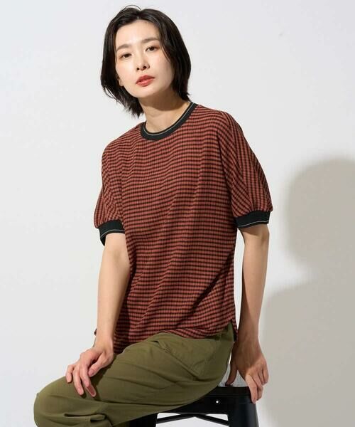 GEORGES RECH / ジョルジュ・レッシュ カットソー | ギンガムチェックジャージーカットソー（オレンジ）