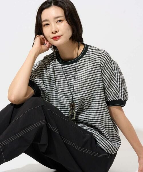 GEORGES RECH / ジョルジュ・レッシュ カットソー | ギンガムチェックジャージーカットソー（ブラック）