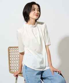 GEORGES RECH / ジョルジュ・レッシュ カットソー | タックフリルボトルネック5分袖カットソー