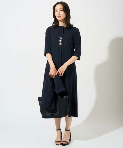 GEORGES RECH / ジョルジュ・レッシュ ロング・マキシ丈ワンピース | ドライタッチジャージーフレアワンピース（ネイビー）