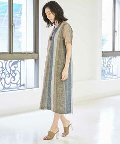 GIANNI LO GIUDICE / ジャンニ・ロ・ジュディチェ ロング・マキシ丈ワンピース | リネンマルチボーダーワンピース