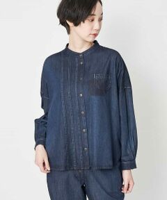 GIANNI LO GIUDICE / ジャンニ・ロ・ジュディチェ シャツ・ブラウス | レーヨン混ソフトデニムバンドカラーブラウス