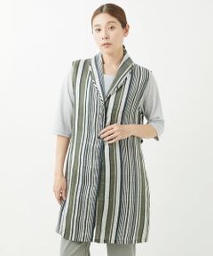 GIANNI LO GIUDICE / ジャンニ・ロ・ジュディチェ ベスト | [洗える]リネンランダムストライプ柄ロングジレ