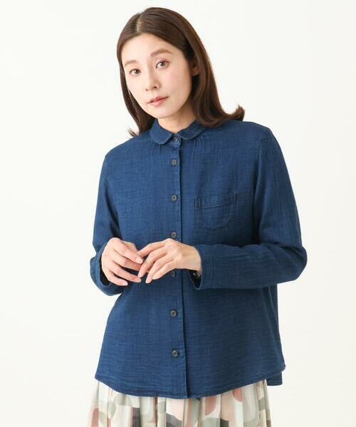 GIANNI LO GIUDICE / ジャンニ・ロ・ジュディチェ シャツ・ブラウス | [洗える]二重織ガーゼデニムブラウス | 詳細1