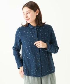 GIANNI LO GIUDICE / ジャンニ・ロ・ジュディチェ シャツ・ブラウス | [洗える]二重織ガーゼデニムドットブラウス