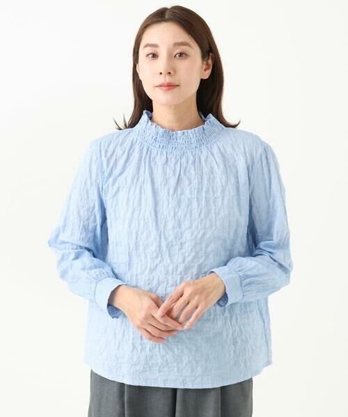 GIANNI LO GIUDICE / ジャンニ・ロ・ジュディチェ シャツ・ブラウス | [洗える]シャーリングシャンブレープルオーバーブラウス | 詳細4