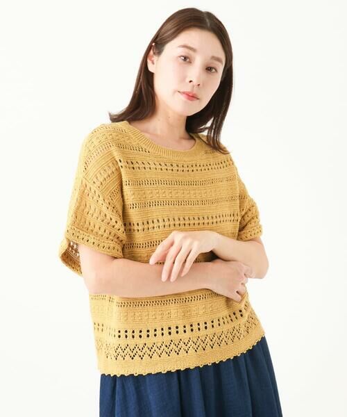 GIANNI LO GIUDICE / ジャンニ・ロ・ジュディチェ ニット・セーター | [洗える]透かし編み半袖ニット | 詳細2