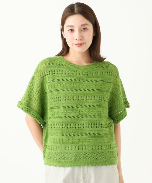 GIANNI LO GIUDICE / ジャンニ・ロ・ジュディチェ ニット・セーター | [洗える]透かし編み半袖ニット | 詳細7