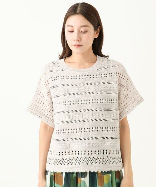 GIANNI LO GIUDICE / ジャンニ・ロ・ジュディチェ ニット・セーター | [洗える]透かし編み半袖ニット | 詳細15