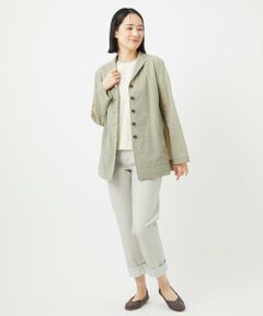 [洗える・日本製・リバーシブル]ラインフラワージャガードカットソー セール】 [洗える・日本製・リバーシブル]ラインフラワー