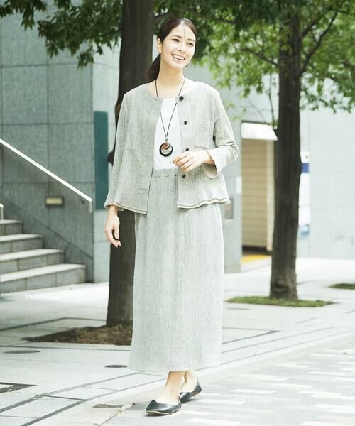 GIANNI LO GIUDICE / ジャンニ・ロ・ジュディチェ シャツ・ブラウス | GREEKストライプ楊柳ブラウスジャケット | 詳細16