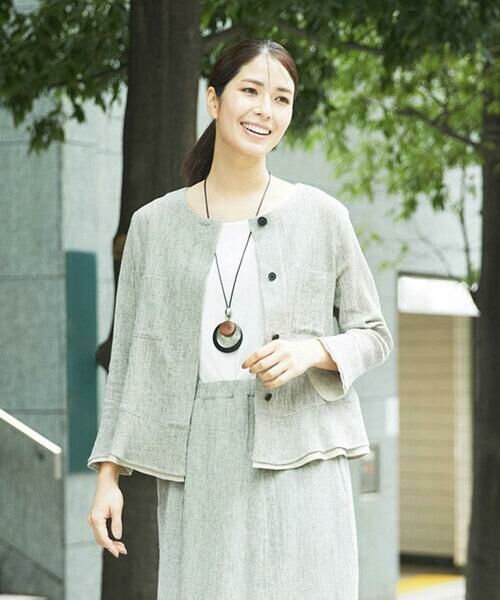 GIANNI LO GIUDICE / ジャンニ・ロ・ジュディチェ シャツ・ブラウス | GREEKストライプ楊柳ブラウスジャケット | 詳細3