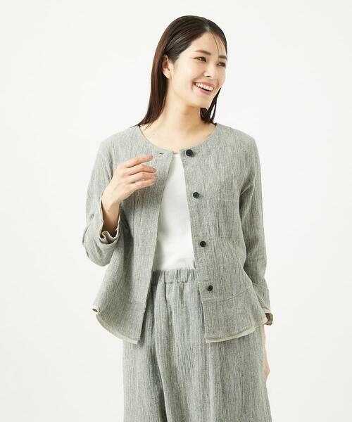 GIANNI LO GIUDICE / ジャンニ・ロ・ジュディチェ シャツ・ブラウス | GREEKストライプ楊柳ブラウスジャケット | 詳細4