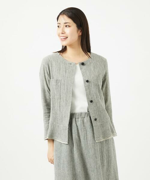 GIANNI LO GIUDICE / ジャンニ・ロ・ジュディチェ シャツ・ブラウス | GREEKストライプ楊柳ブラウスジャケット | 詳細5