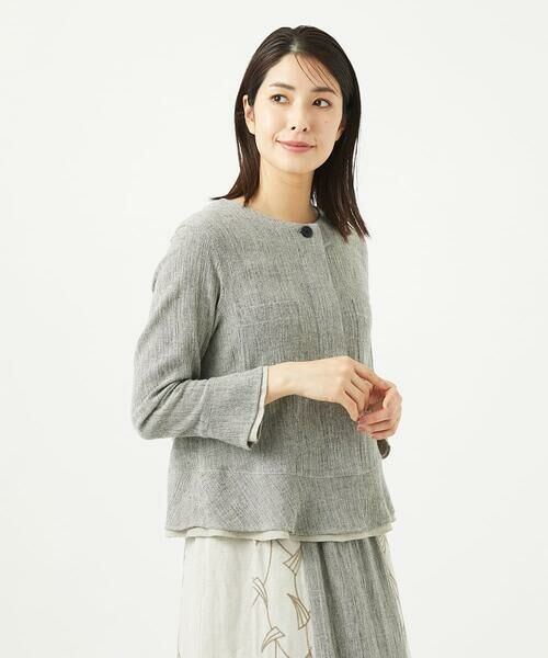 GIANNI LO GIUDICE / ジャンニ・ロ・ジュディチェ シャツ・ブラウス | GREEKストライプ楊柳ブラウスジャケット | 詳細6