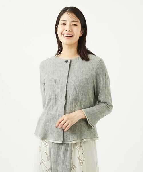 GIANNI LO GIUDICE / ジャンニ・ロ・ジュディチェ シャツ・ブラウス | GREEKストライプ楊柳ブラウスジャケット | 詳細7